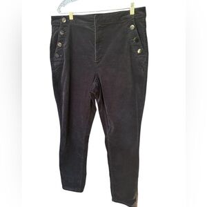 LOFT Black Corduroy Sailor Button Pants Size 16 High Rise Straight